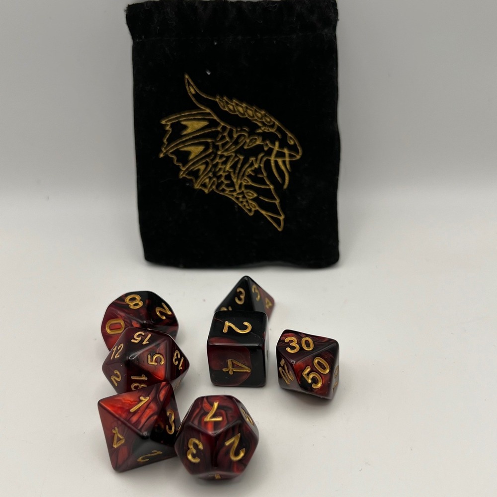 Dungeons and Dragons 7 Piece Dice Set Brown Gold Dice Polyhedral